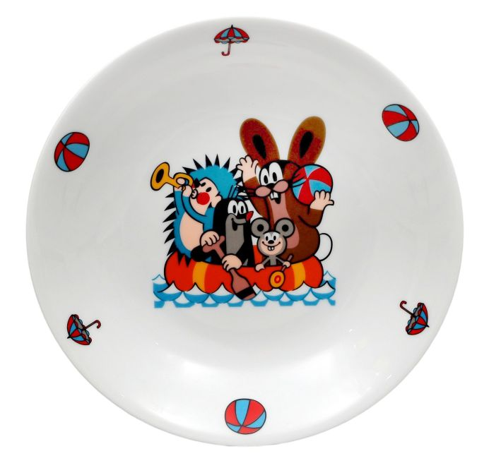 Dětský porcelánový hluboký talíř 20 cm KRTEČEK a člun