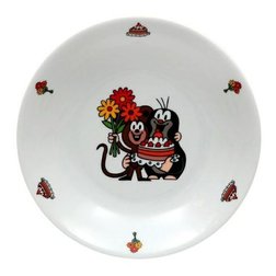 Dětský porcelánový hluboký talíř 20 cm KRTEČEK a dort