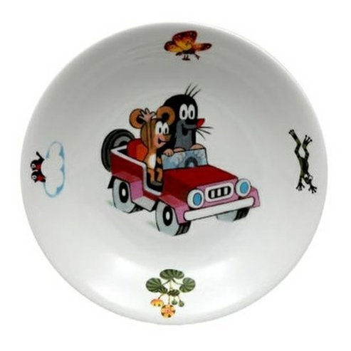 Dětský porcelánový hluboký talíř 20 cm KRTEČEK a auto