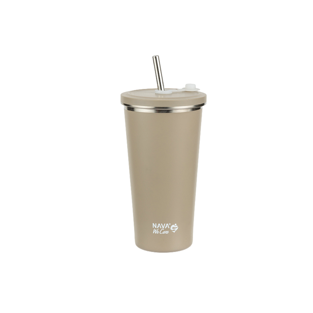 Termohrnek We care šedý 520 ml s brčkem
