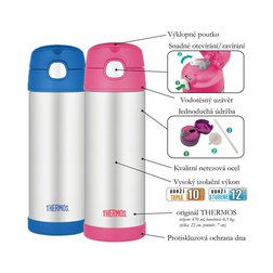 Dětská termoska s brčkem Thermos FUNtainer 470 ml růžová
