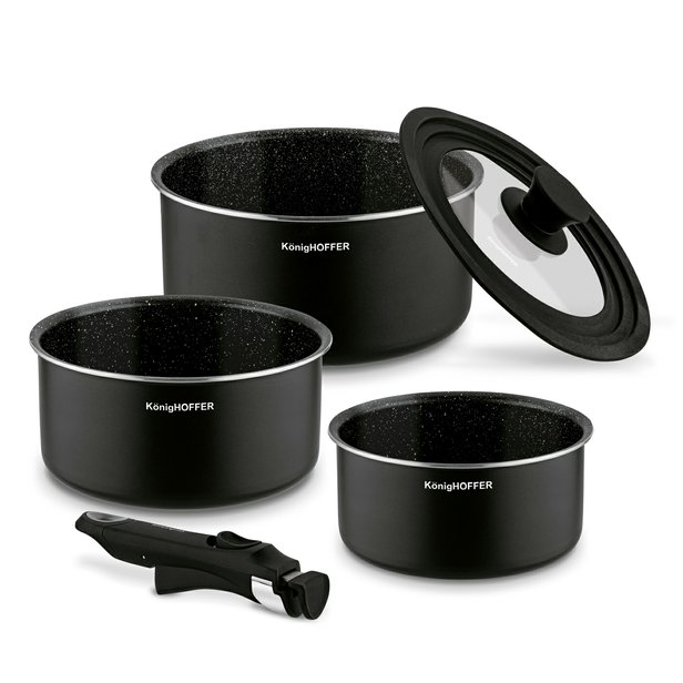 Sada hrnců s odnímatelnou rukojetí Konighoffer Spinel Black 5 ks