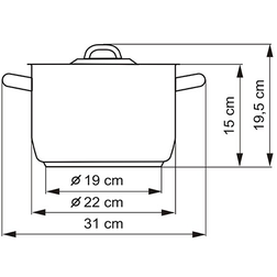 Hrnec 22 cm- rozměry