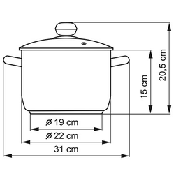 Hrnec Premium 22 cm- rozměry