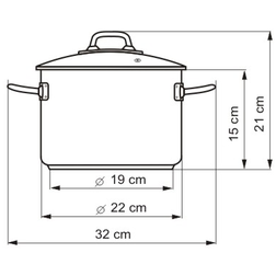 Hrnec Professional 22 cm 5,5 l- rozměry