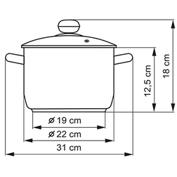 Hrnec Premium 22 cm- rozměry