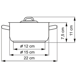 Kastrol 15 cm- rozměry