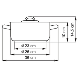 Kastrol 26 cm- rozměry