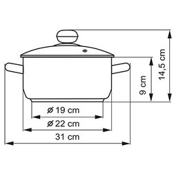 Kastrol Premium 18 cm- rozměry