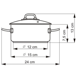 Kastrol Professional 15 cm- rozměry