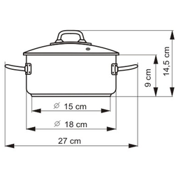 Kastrol Professional 18 cm- rozměry