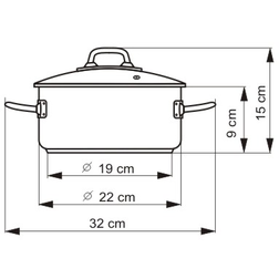 Kastrol Professional 22 cm- rozměry