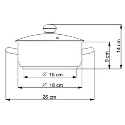 Kastrol s poklici Premium 18 cm 2 l- rozměry