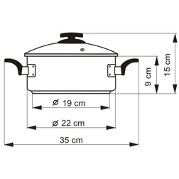 Kastrol 22 cm- rozměry