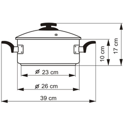 Kastrol 26 cm- rozměry