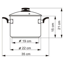 Hrnec 22 cm- rozměry