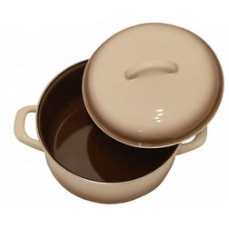 Smaltovaný kastrol s poklicí Cappuccino 12 cm, 0,8 l