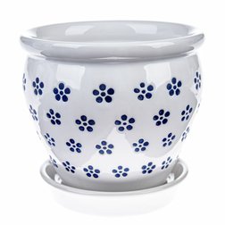 Keramický obal na květináč bílý modré kytičky Buclák Dakls 12 cm