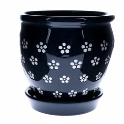 Keramický obal na květináč modrý bílé kytičky Buclák Dakls 12 cm