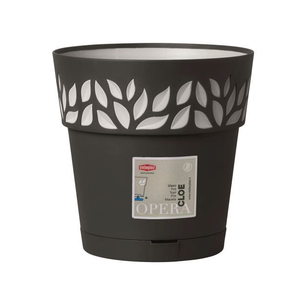 Stefanplast plastový květináč CLOE 15 cm grafit/šedá + miska