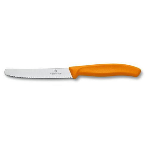 Kuchyňský nůž Victorinox s vlnitou čepelí oranžový